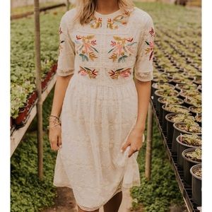 Embroidered Midi Dress